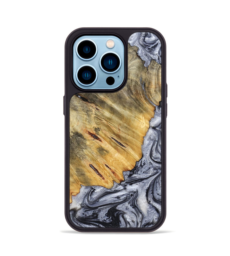 iPhone 14 Pro Wood Phone Case - Agnes (Black & White, 798382)