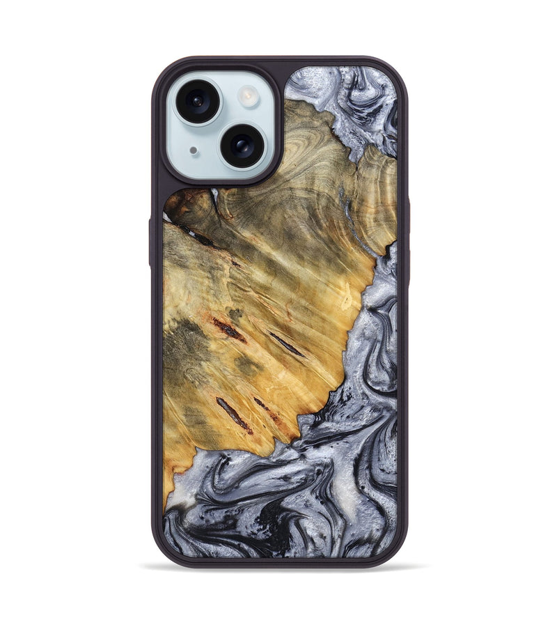 iPhone 15 Wood Phone Case - Agnes (Black & White, 798382)
