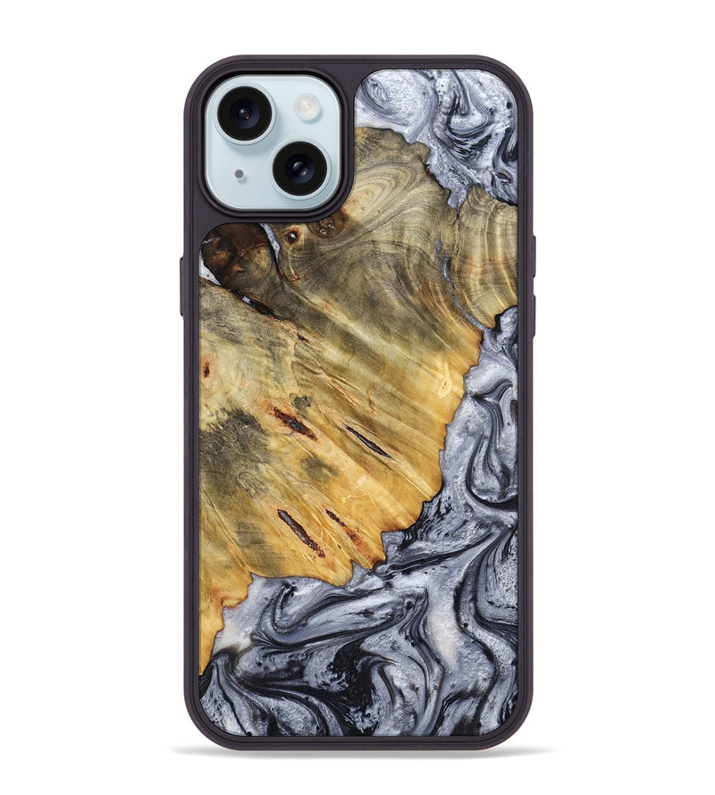 iPhone 15 Plus Wood Phone Case - Agnes (Black & White, 798382)