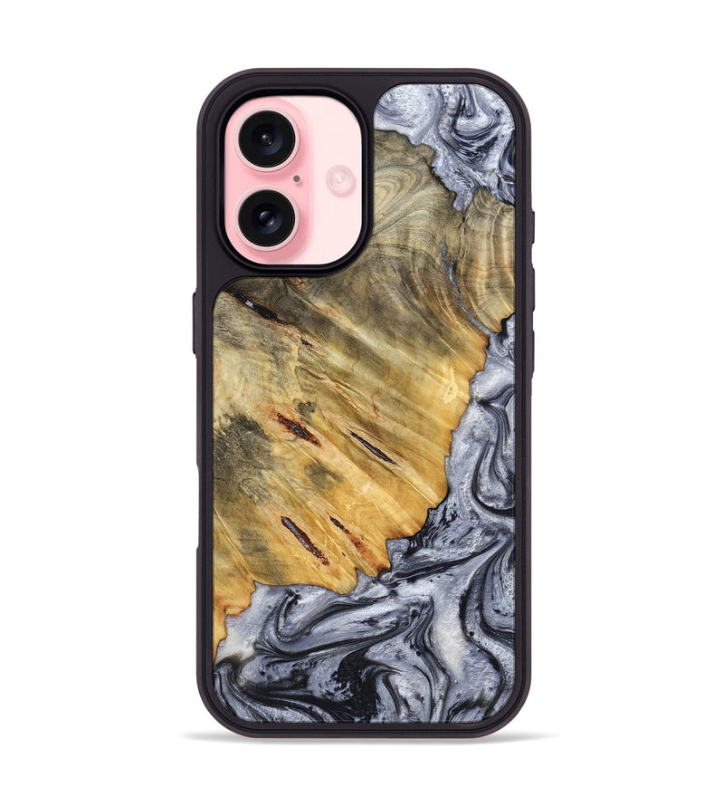 iPhone 16 Wood Phone Case - Agnes (Black & White, 798382)