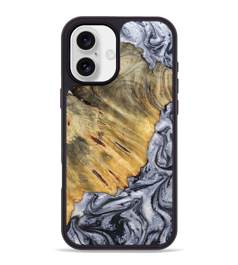 iPhone 16 Plus Wood Phone Case - Agnes (Black & White, 798382)