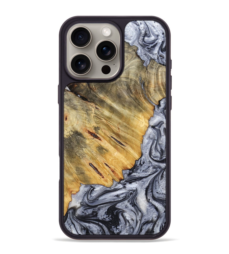 iPhone 16 Pro Max Wood Phone Case - Agnes (Black & White, 798382)