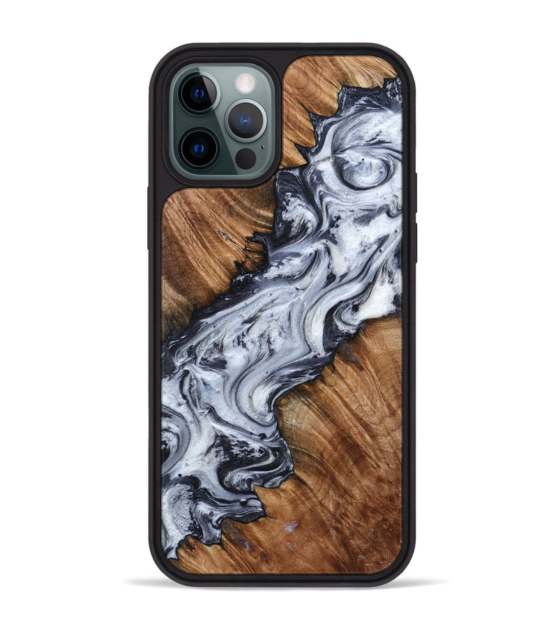iPhone 12 Pro Max Wood Phone Case - Carina (Black & White, 798383)