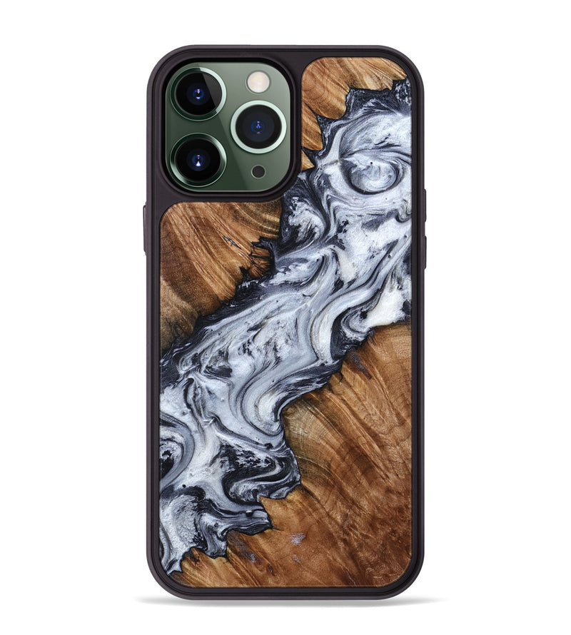 iPhone 13 Pro Max Wood Phone Case - Carina (Black & White, 798383)