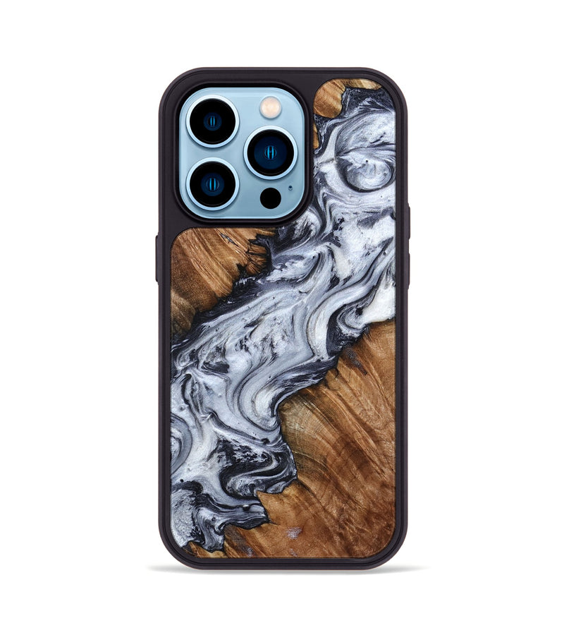 iPhone 14 Pro Wood Phone Case - Carina (Black & White, 798383)