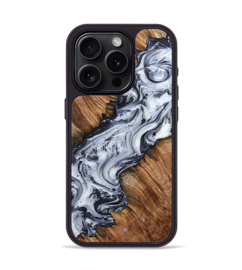 iPhone 15 Pro Wood Phone Case - Carina (Black & White, 798383)