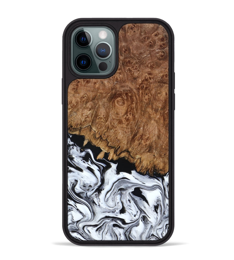 iPhone 12 Pro Max Wood Phone Case - Verona (Black & White, 798384)