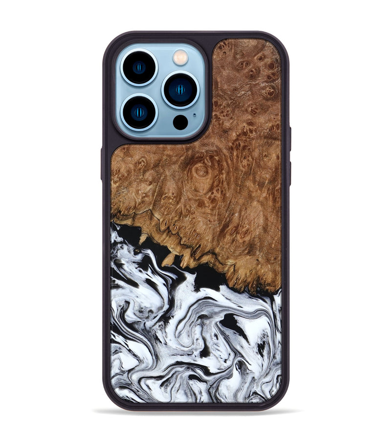 iPhone 14 Pro Max Wood Phone Case - Verona (Black & White, 798384)