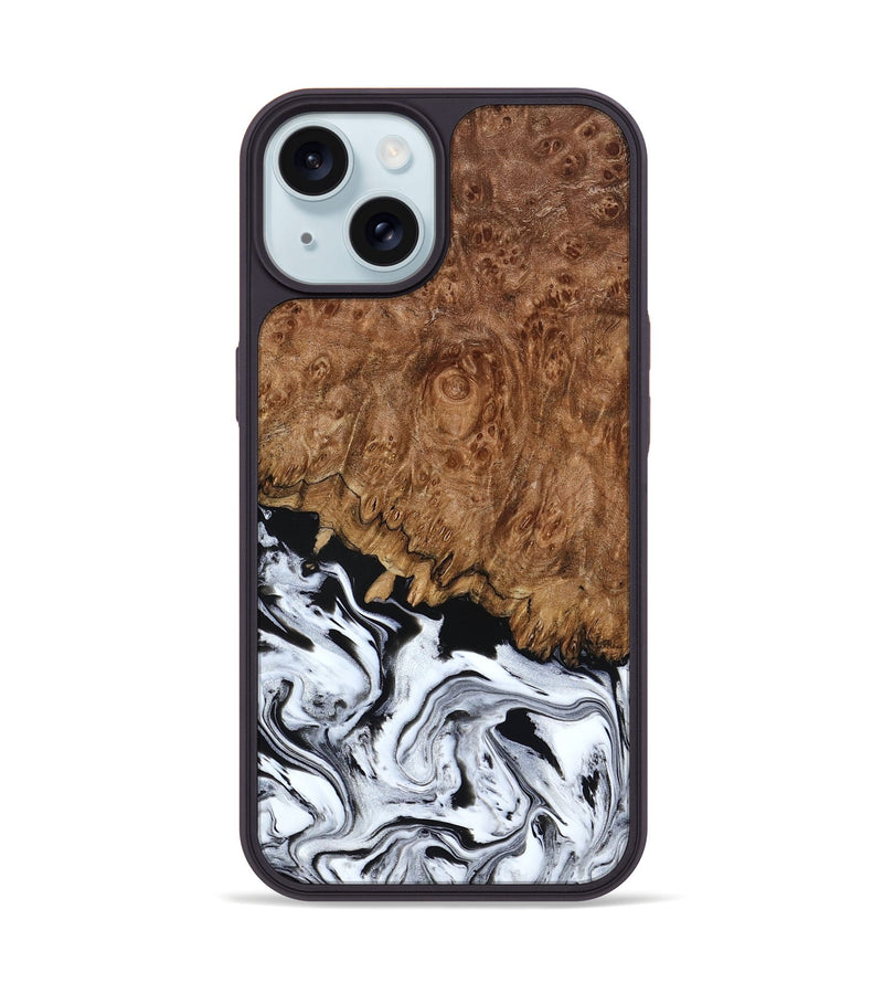 iPhone 15 Wood Phone Case - Verona (Black & White, 798384)