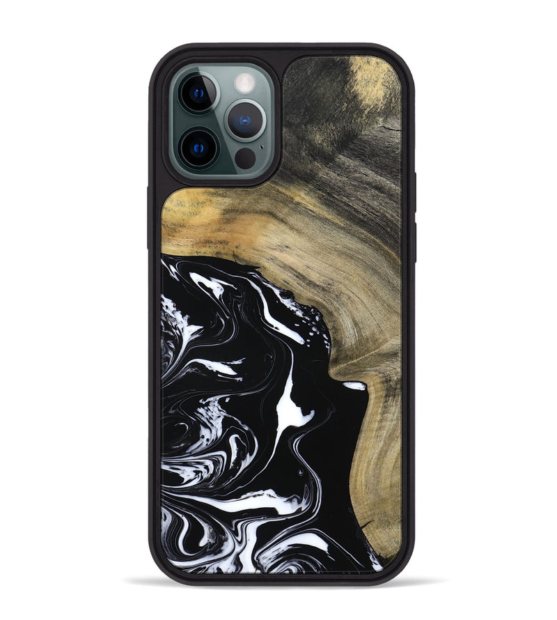 iPhone 12 Pro Max Wood Phone Case - Mckenna (Black & White, 798386)