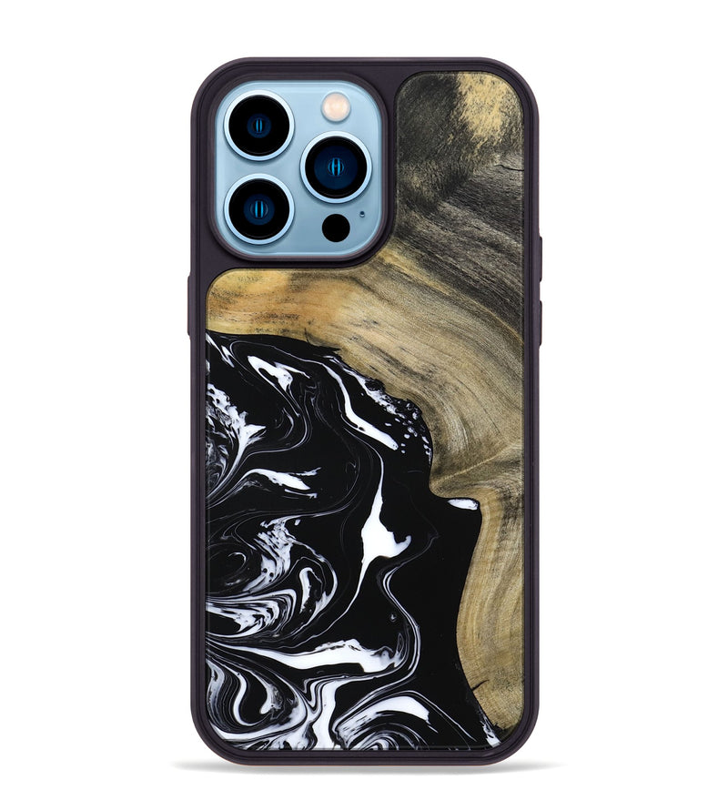 iPhone 14 Pro Max Wood Phone Case - Mckenna (Black & White, 798386)