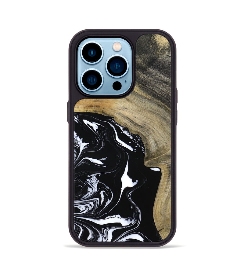 iPhone 14 Pro Wood Phone Case - Mckenna (Black & White, 798386)