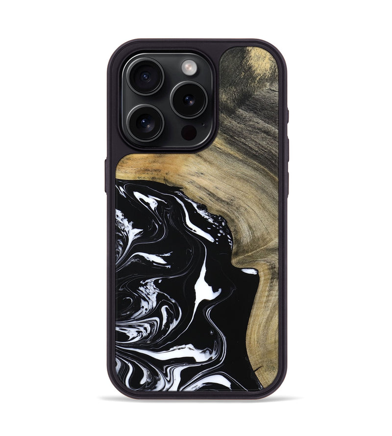 iPhone 15 Pro Wood Phone Case - Mckenna (Black & White, 798386)