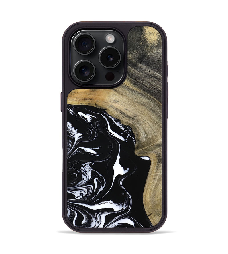 iPhone 16 Pro Wood Phone Case - Mckenna (Black & White, 798386)