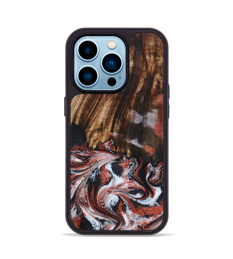 iPhone 14 Pro Wood Phone Case - Tamie (Black & White, 798387)