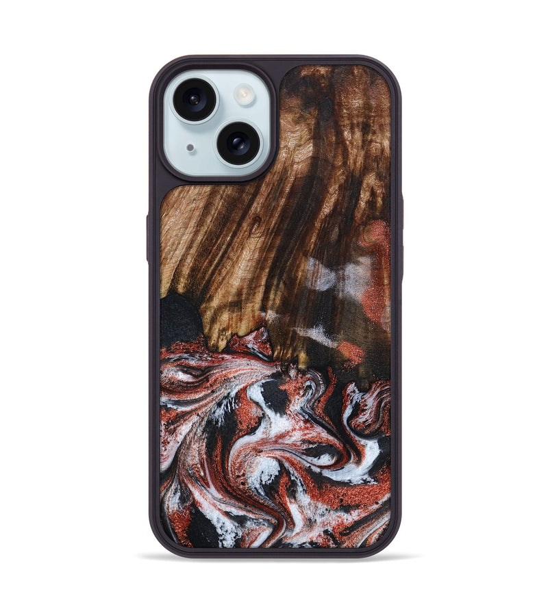iPhone 15 Wood Phone Case - Tamie (Black & White, 798387)