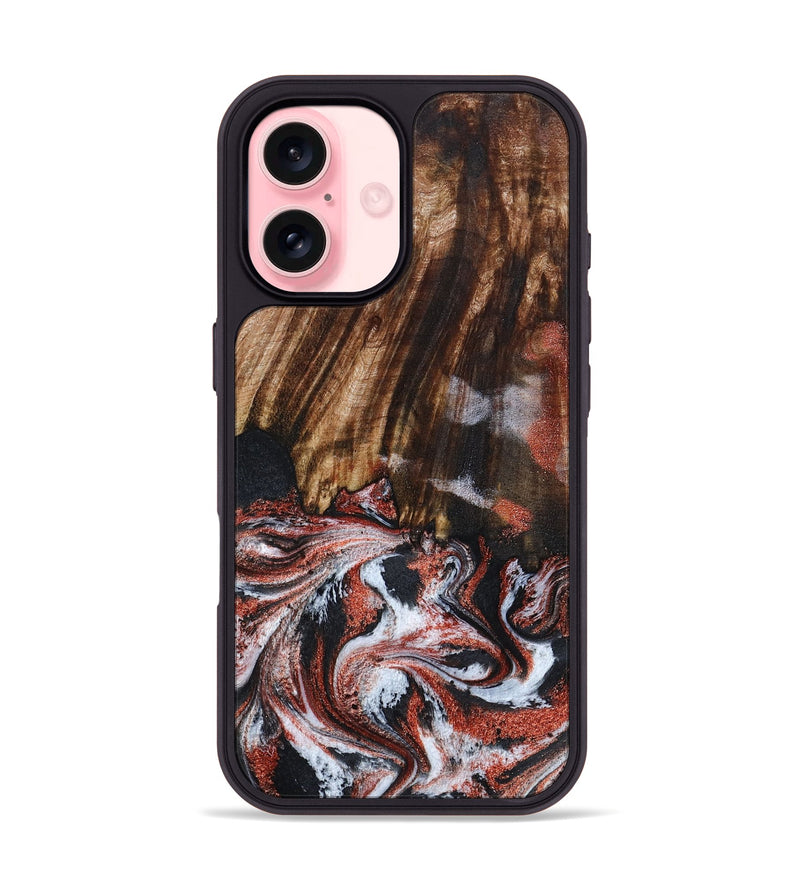 iPhone 16 Wood Phone Case - Tamie (Black & White, 798387)