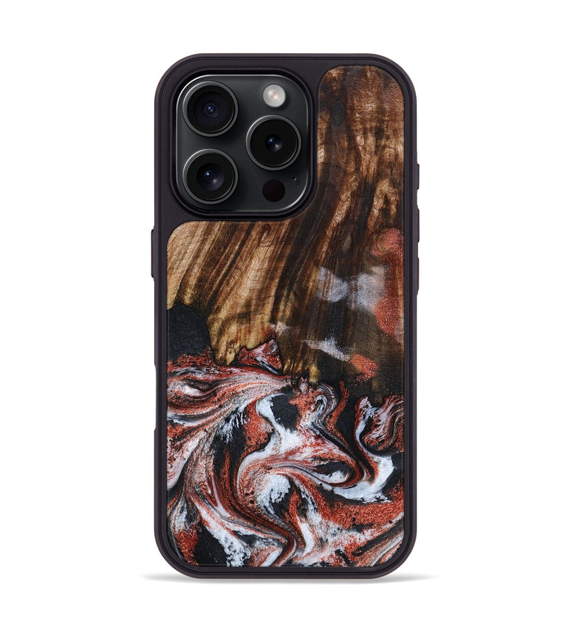 iPhone 16 Pro Wood Phone Case - Tamie (Black & White, 798387)