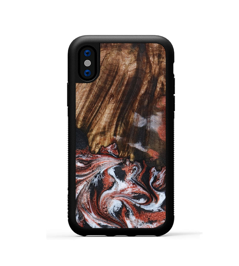 iPhone Xs Wood Phone Case - Tamie (Black & White, 798387)