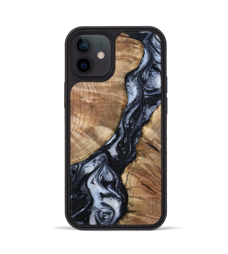 iPhone 12 Wood Phone Case - Aries (Black & White, 798388)
