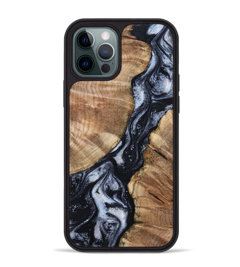iPhone 12 Pro Max Wood Phone Case - Aries (Black & White, 798388)