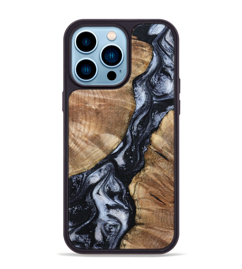 iPhone 14 Pro Max Wood Phone Case - Aries (Black & White, 798388)