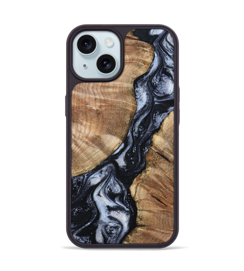 iPhone 15 Wood Phone Case - Aries (Black & White, 798388)