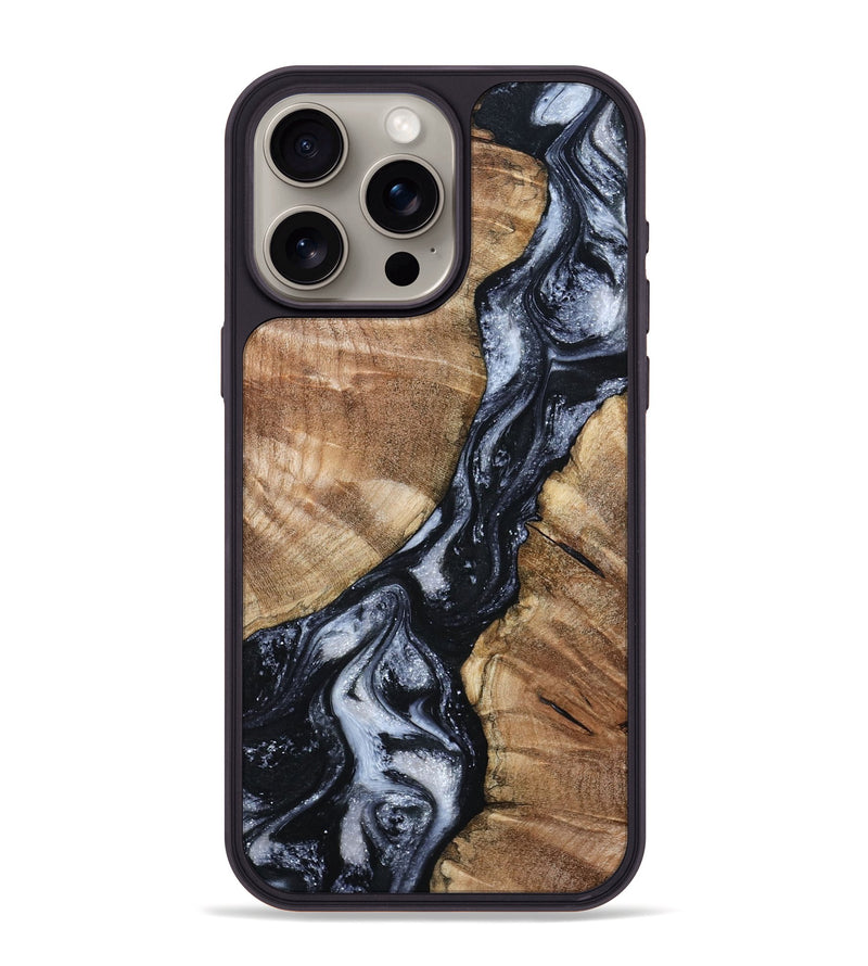 iPhone 15 Pro Max Wood Phone Case - Aries (Black & White, 798388)