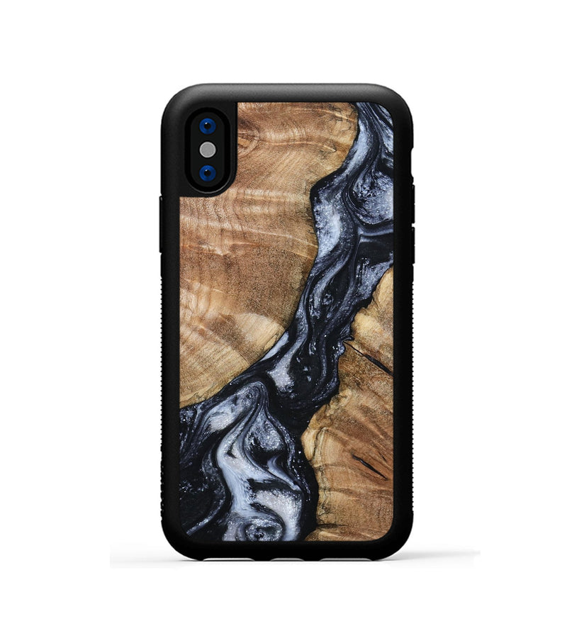 iPhone Xs Wood Phone Case - Aries (Black & White, 798388)