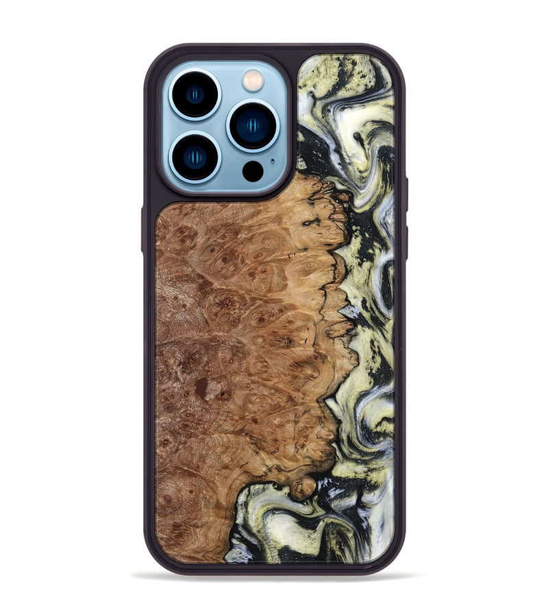 iPhone 14 Pro Max Wood Phone Case - Lucinda (Black & White, 798408)