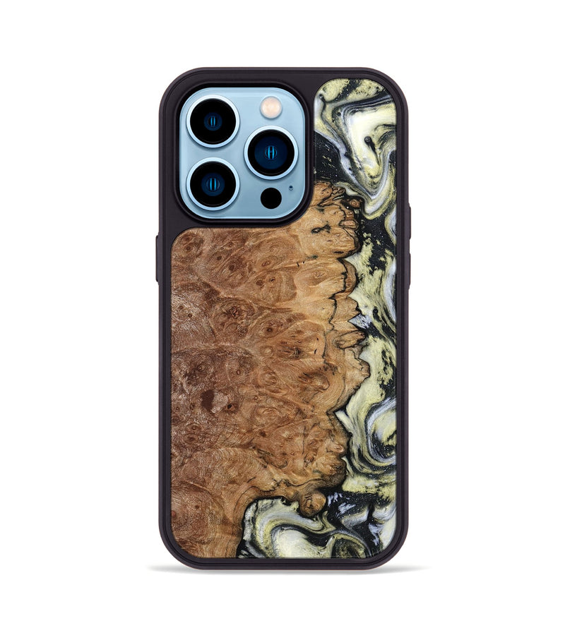 iPhone 14 Pro Wood Phone Case - Lucinda (Black & White, 798408)
