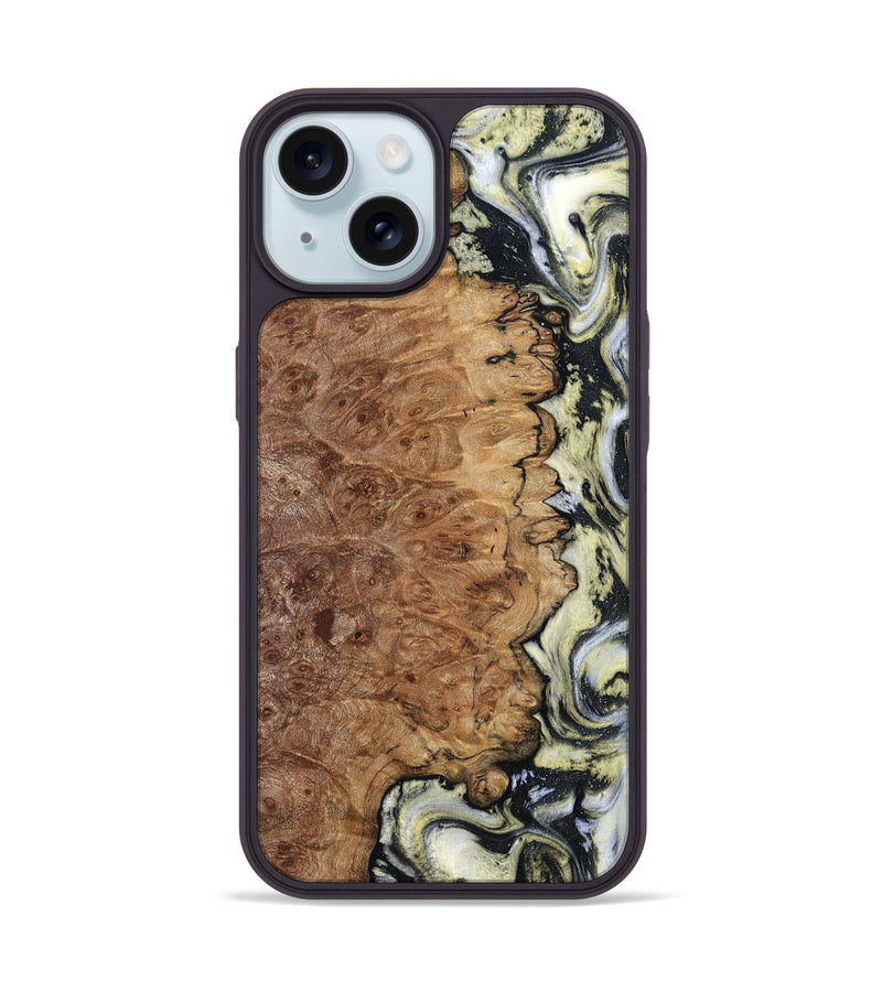 iPhone 15 Wood Phone Case - Lucinda (Black & White, 798408)