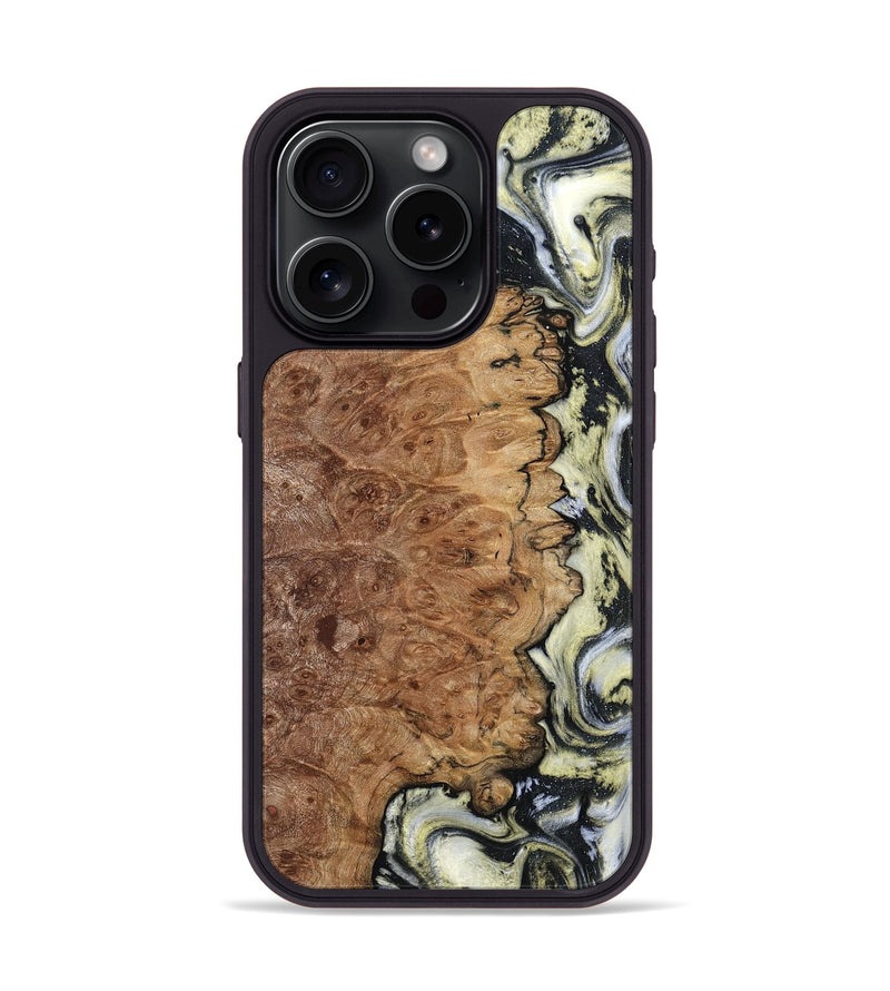 iPhone 15 Pro Wood Phone Case - Lucinda (Black & White, 798408)