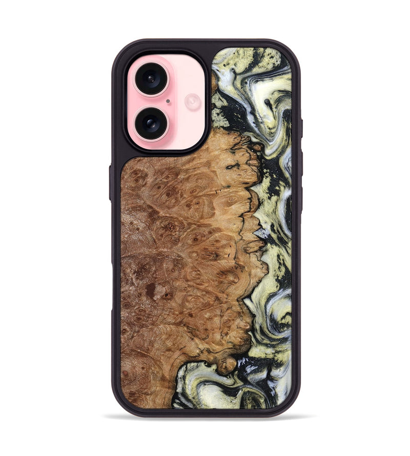 iPhone 16 Wood Phone Case - Lucinda (Black & White, 798408)