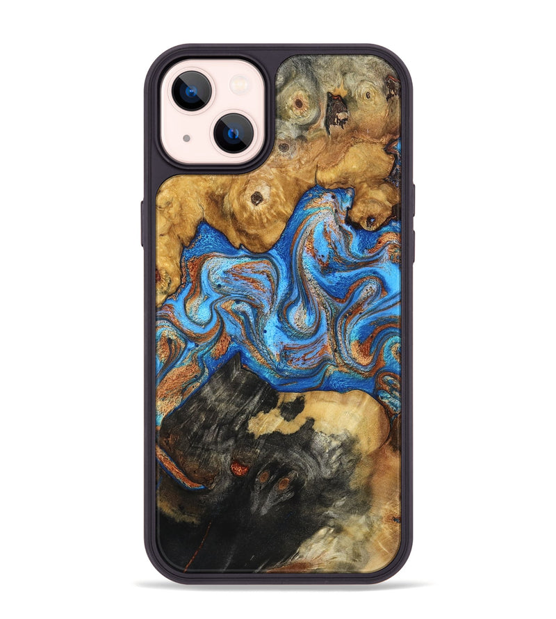 iPhone 14 Plus Wood Phone Case - Barbara (Teal & Gold, 798639)
