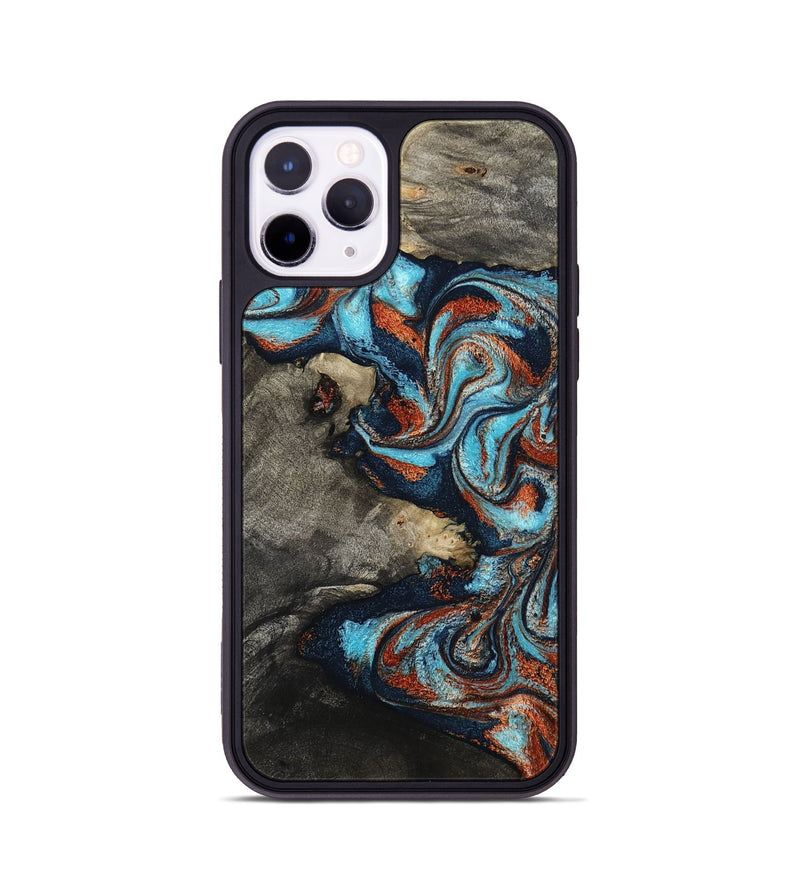 iPhone 11 Pro Wood Phone Case - Natalya (Teal & Gold, 798640)