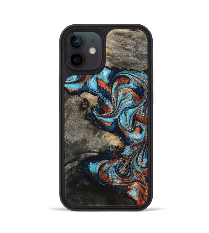 iPhone 12 Wood Phone Case - Natalya (Teal & Gold, 798640)
