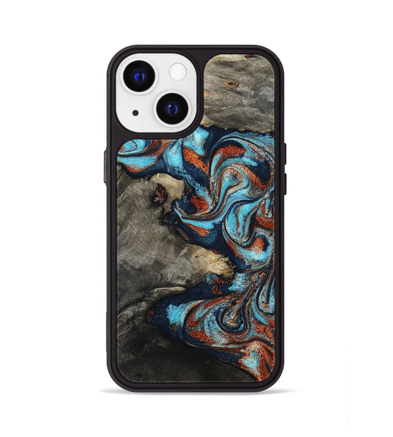 iPhone 13 Wood Phone Case - Natalya (Teal & Gold, 798640)
