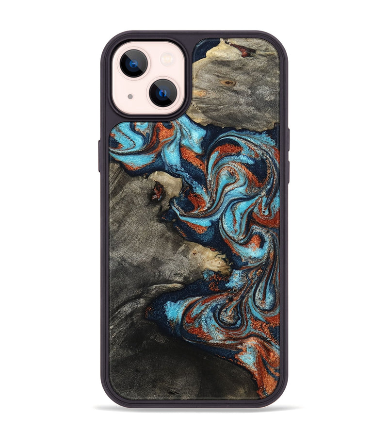 iPhone 14 Plus Wood Phone Case - Natalya (Teal & Gold, 798640)