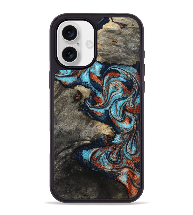 iPhone 16 Plus Wood Phone Case - Natalya (Teal & Gold, 798640)