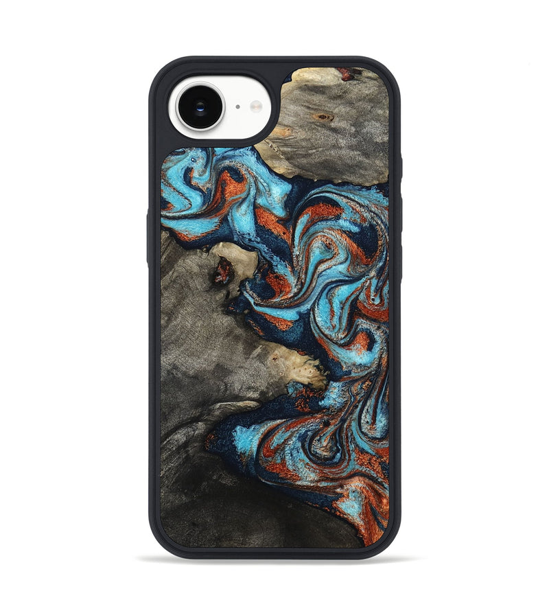 iPhone 16e Wood Phone Case - Natalya (Teal & Gold, 798640)