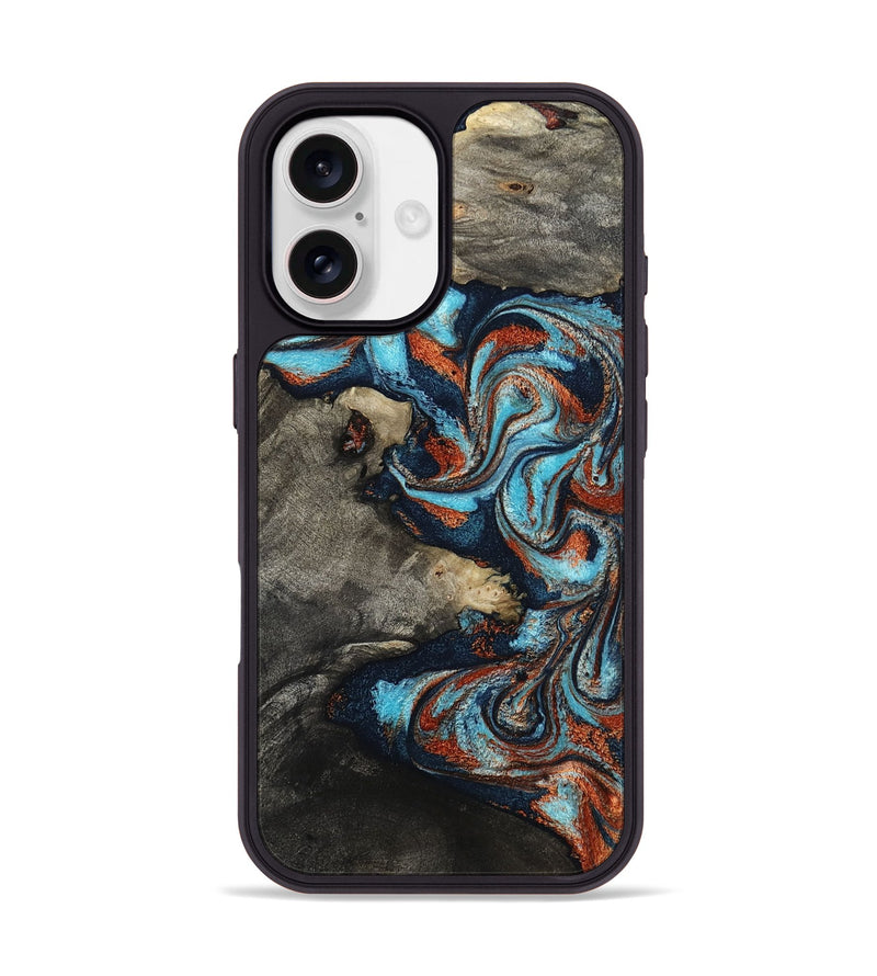iPhone 17 Wood Phone Case - Natalya (Teal & Gold, 798640)