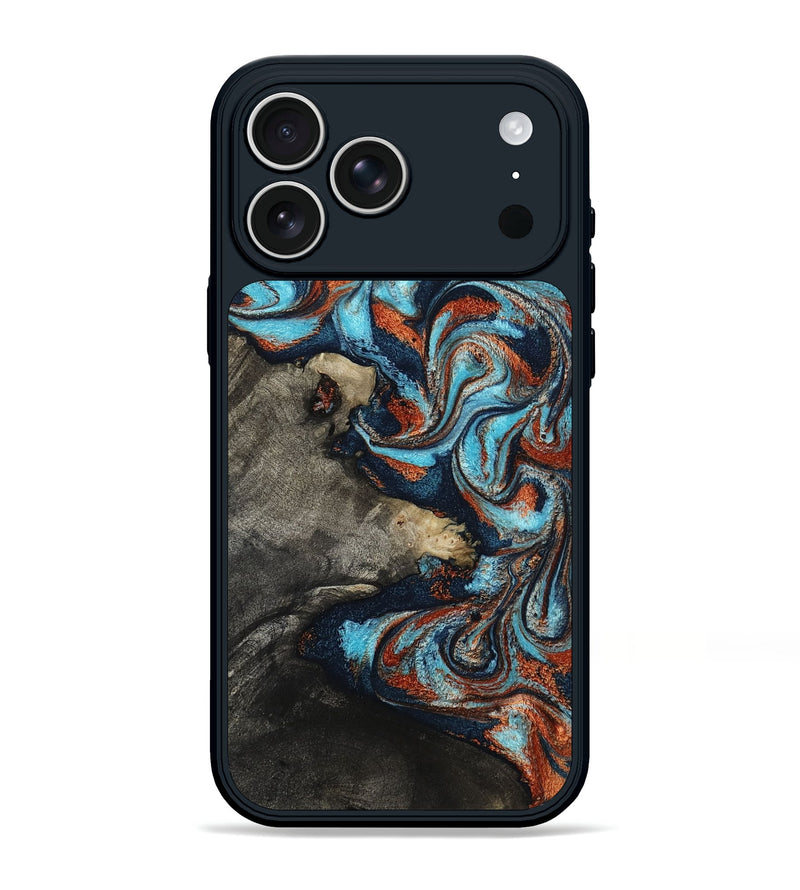 iPhone 17 Pro Max Wood Phone Case - Natalya (Teal & Gold, 798640)