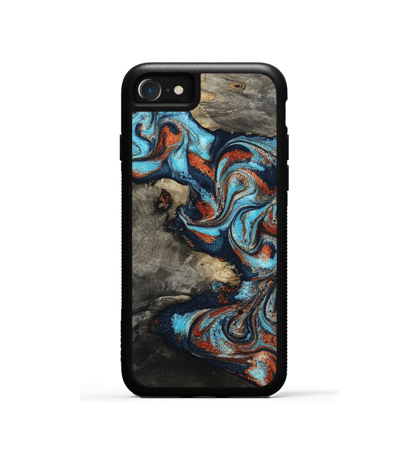 iPhone SE Wood Phone Case - Natalya (Teal & Gold, 798640)