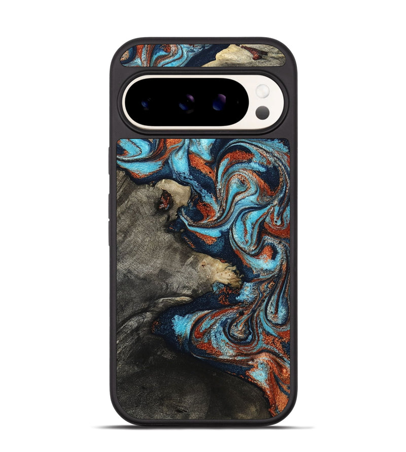 Pixel 9 Wood Phone Case - Natalya (Teal & Gold, 798640)