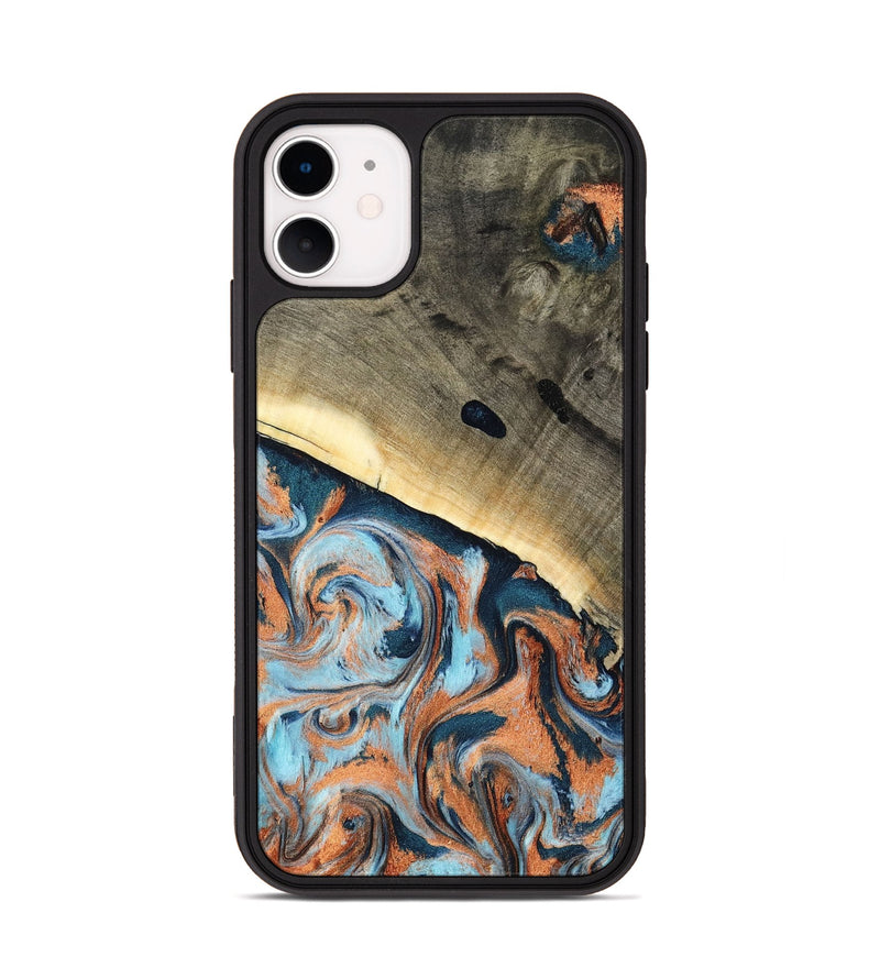 iPhone 11 Wood Phone Case - Kaleb (Teal & Gold, 798641)