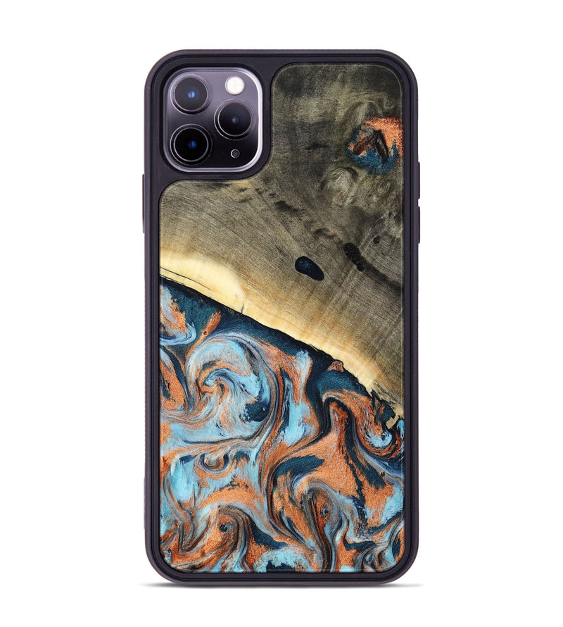 iPhone 11 Pro Max Wood Phone Case - Kaleb (Teal & Gold, 798641)