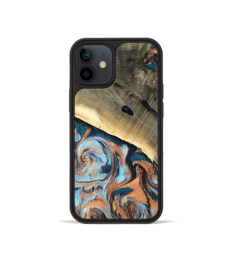 iPhone 12 mini Wood Phone Case - Kaleb (Teal & Gold, 798641)
