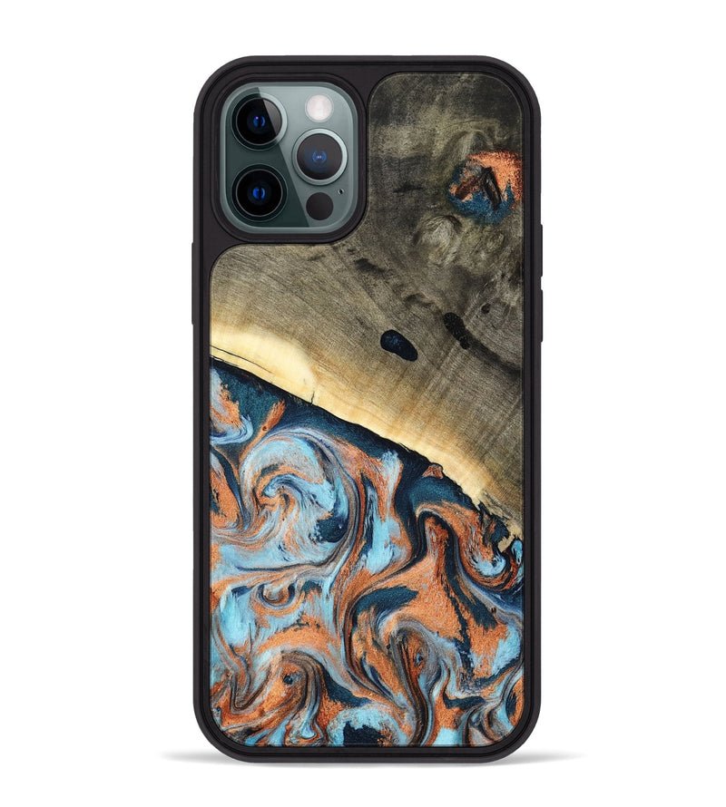 iPhone 12 Pro Max Wood Phone Case - Kaleb (Teal & Gold, 798641)