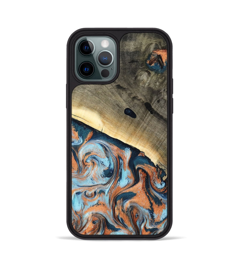 iPhone 12 Pro Wood Phone Case - Kaleb (Teal & Gold, 798641)